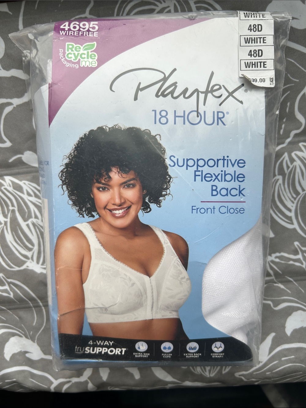 Playtex 18 Hour Supportive Flexible Back Front-Close Bra in White